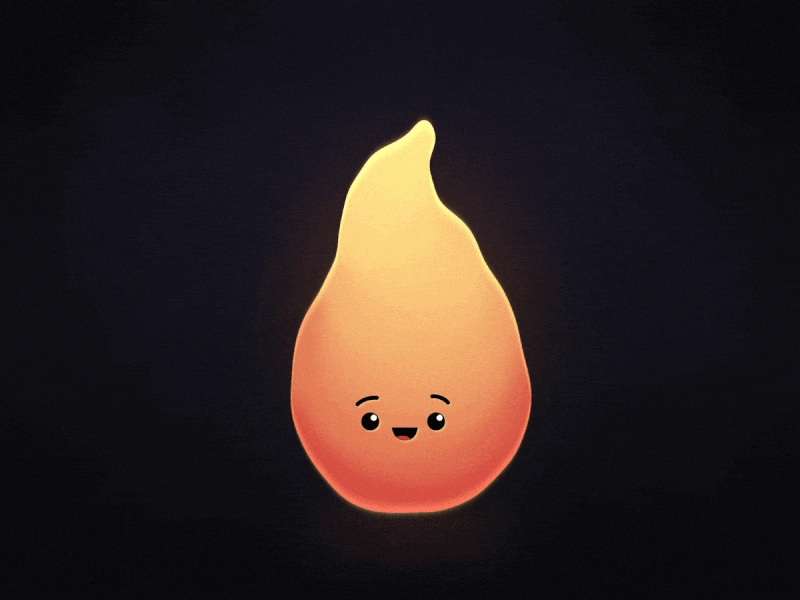 Glimmering flame after effects animation character flame illustration