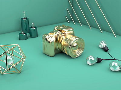 Gold Camera c4d camera canon cinema4d gold lamp modeling sphere