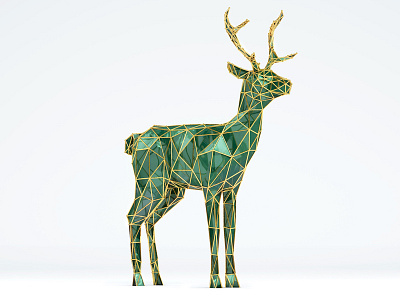 Low poly Deer 3d 3dmodel animal c4d cinema4d deer glass gold lowpoly