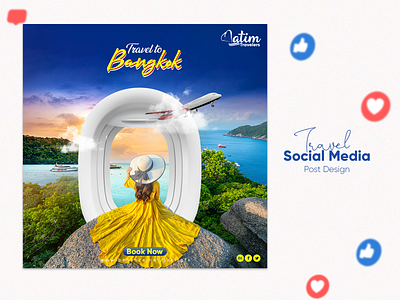 travel agency advertisement in Social Media. animation branding creative design logo motion graphics