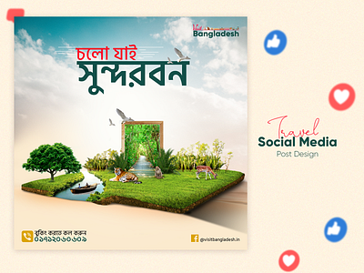 Sundarbans Tour Ads Design for Social Media. 3d animation branding creative design logo motion graphics ui