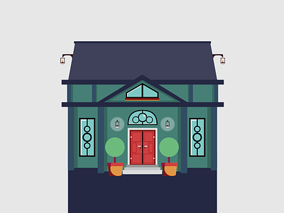 House #2 blue flat design house illustration mansion simple