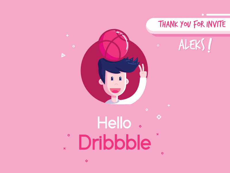 Hello Dribbble!!! (Pure CSS Animation) 2d animation css debut firstshot gif happy hello invitation invite thanks