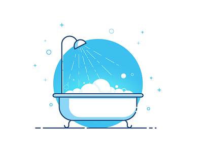 Bath Time, Relax Time bath bathroom baththub clean icon illustration outline pictogram shampoo shower soap water