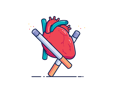 Heart And Cigarettes anatomy cigarette heart human icon illustration organs outline smoking