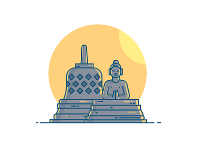 Borobudur Temple architecture buddha buddhist history illustration indonesia location monument sunset temple