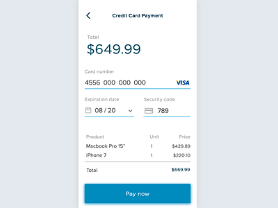 Exploration - Credit Card Checkout #Daily UI 002 buy checkout credit card daily ui dailyui ecommerce pay payment price shop ui