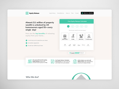 Equity Release UI/UX Landing page design typography uidesign ux ui design web