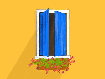 Window blue floral flower flowers illustration painted painterly procreate sketch window