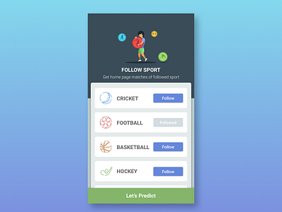 Follow Sport | Prediction Guru banner concept graphic icon idea logo menu profile screen sport ui user