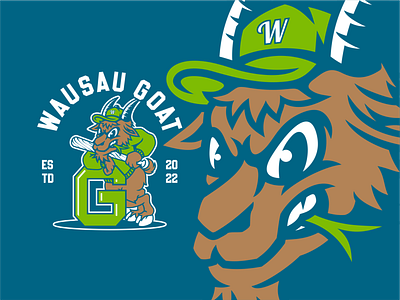Wasau Goat Mascot Design animal baseball baseball logo baseball mascot character design goat goat mascot graphic design illustration logo logo design mascot
