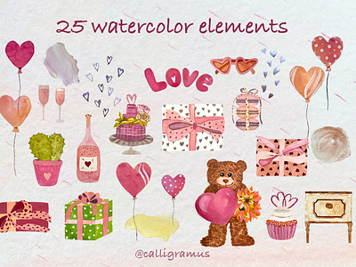 Love Valentine Watercolor Collection