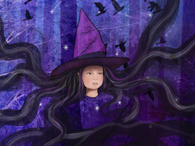 Little witch design fairytale graphic design illustration magic picture portrait procreate witch