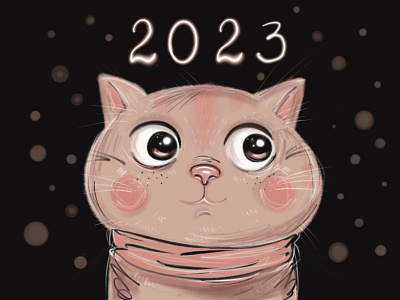 Bonne année cat design graphic design illustration picture procreate