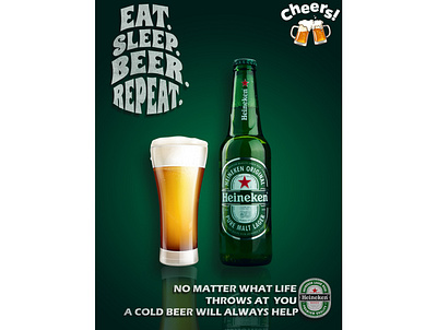 Heineken beer poster branding design graphic design illustration photoshop