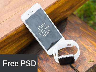 Freebie : Iphone 6s With Smart Watch Mockup