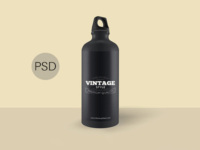 Aluminium Water Bottle Mockup PSD