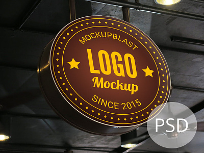 Shop Signage Mockup PSD circle circular shop signage logo shop signage signage signage mockup