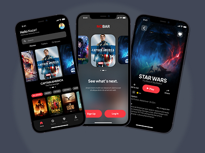 NOBAR | Movie Application | Mobile UI Design app branding design logo ui