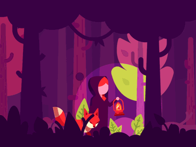 Exploring The Mythical Forest character explore fairytale forest fox girl mythical nature night run trees walk