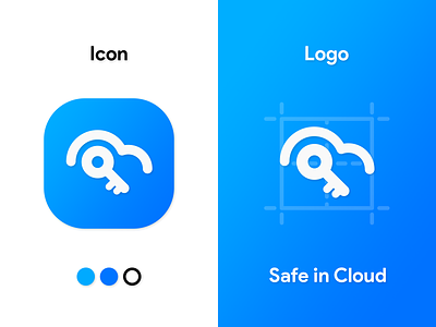 Safe in Cloud Logo Design android app app icon blue cloud concept design icon key logo logo design logodesign modern product prototype safe shape simple simple logo unique