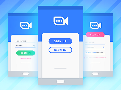 Android Video Chat Login UI App android app chat design login material design 2.0 sing in singup ui ux vector video