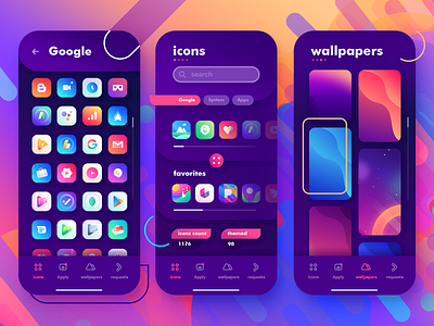 Icons Dashboard App android app dashboard design gladient google google icons gradients icon pack illustaration ios logo mobile ui ux wallpapers