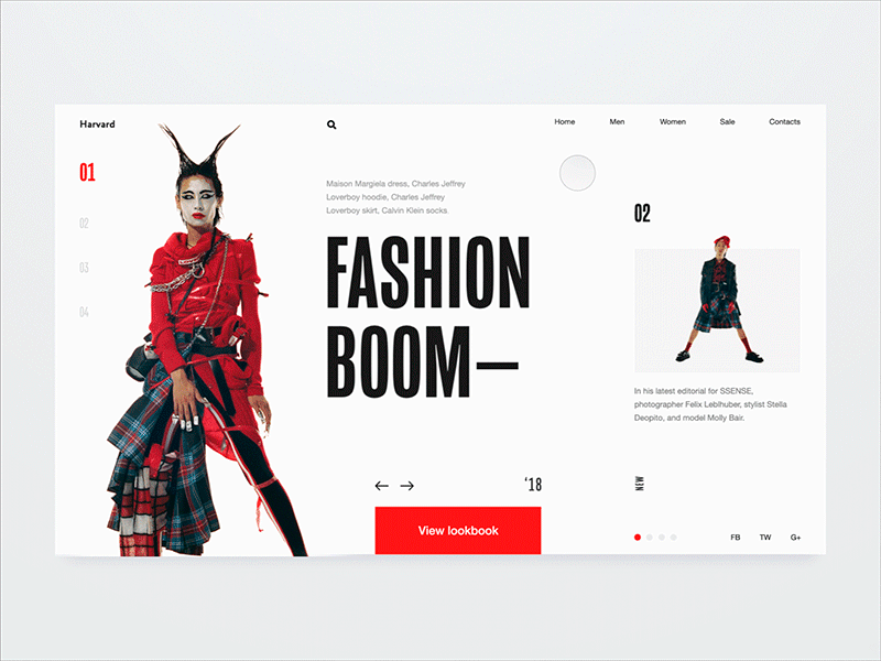 Harvard. Online Store home page with animation after effect animation art concept design e commerce fashion gif grid home page interaction interface lookbook motion new fashion photo promo slider typography ui ux