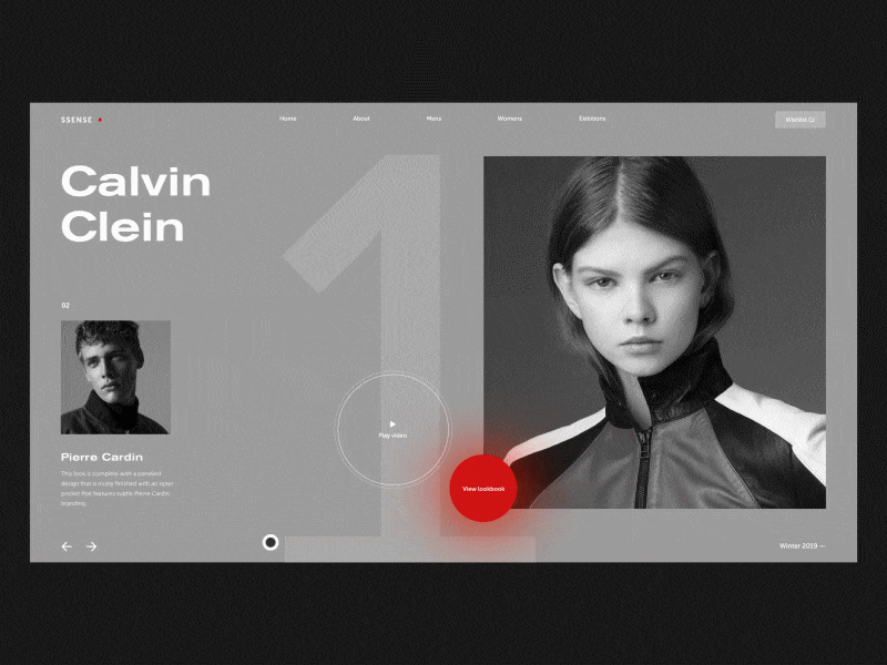 Ssense. Conceptual homepage for fashion project with animation sketch brutalism models slider interaction layout modern photo interface website home page grid typography ui fashion e-commerce design concept animation after effect