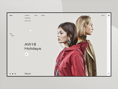 Rains. Promo page for fashion store with animation after effect animation brutal clean concept fashion grid home page interaction interface invite giveaway minimal models motion photo slider typography ui ux web deisgn webside