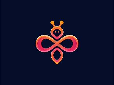 Modern Infinity + Bee logo 3d business logo graphic design illustration logo minimalist logo modern logo