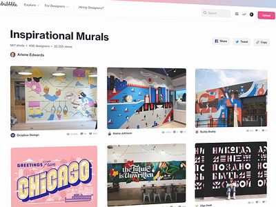 Collections share inspirational murals collection collections dribbble shots branding website design ux ui