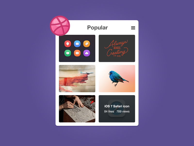 Dribbble Widget by Ryan Johnson on Dribbble