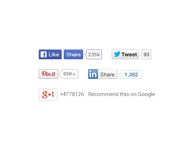Social Share Buttons button download facebook google linkedin pinterest psd share tweet twitter