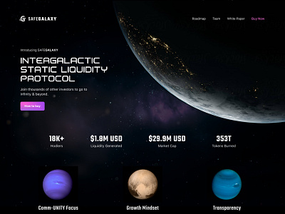 $safegalaxy crypto design galaxy homepage moon planet safegalaxy safemoon space token tokenization web website