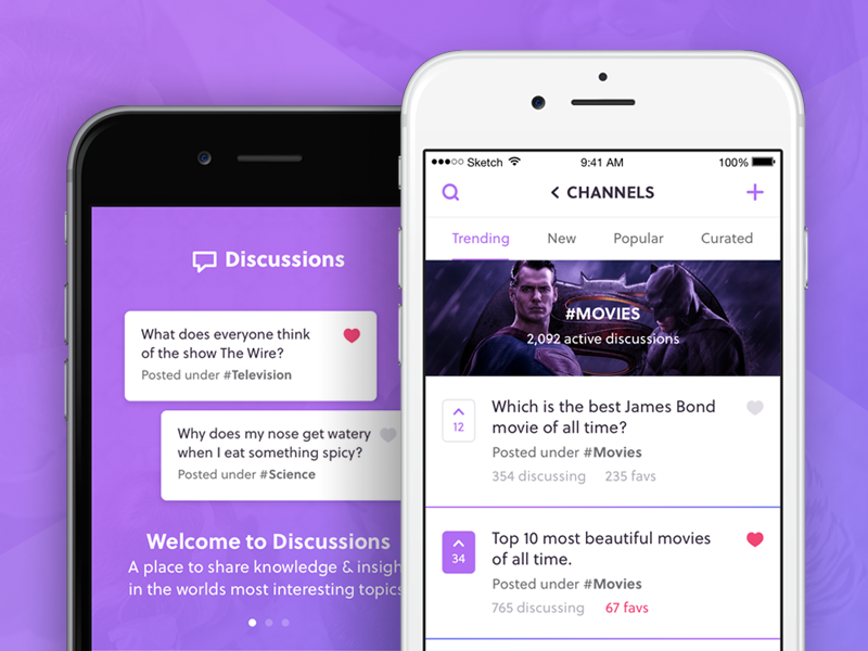 Discussions App by Ryan Johnson on Dribbble