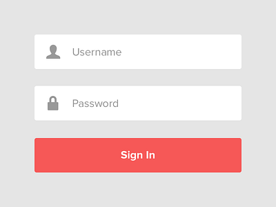 Flat login form flat form icons login password proxima nova red signin submit symbolset username