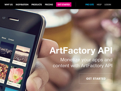 ArtFactory API landing page api art canvas canvaspop masthead site