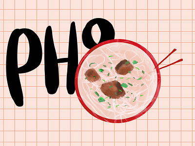Pho food illustration noodles pho ramen soup vietnam