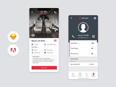 Airvel - Private Air Charter app ui ux