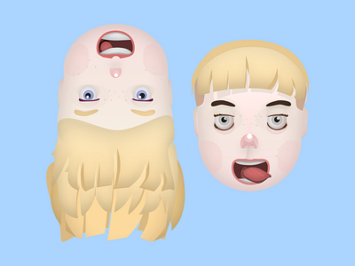 Pseudo 3D Faces boy boy illustration branding character character design concept face faces girl character girl illustration illustration pseudo 3d vector