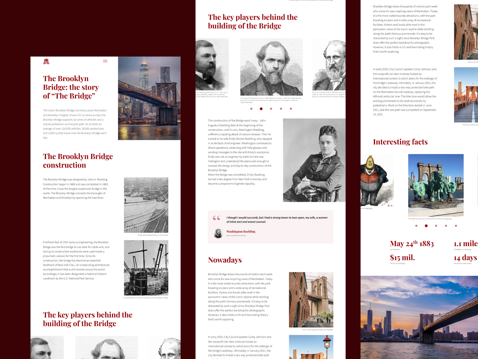 The Brooklyn Bridge story - longread concept by Polina Zorina on Dribbble