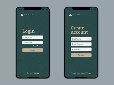 Mockup Pages app login page sign up page