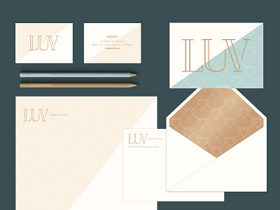 The Luv look brand look branding bridal business cards business system collateral design letterhead pattern stationary wedding