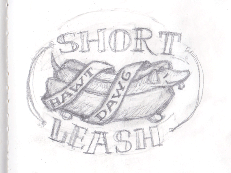 SL Temp Tattoo hot dog illustration process sketch sketch to final tattoo temp tat