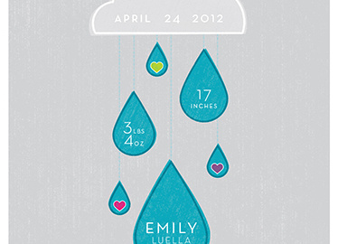 Emily's Birth Announcement announcement baby birth announcement love rain drop