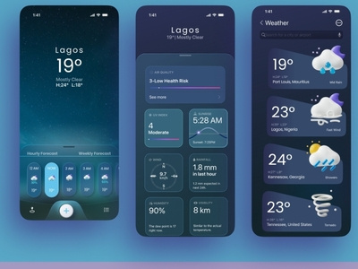 WEATHER APP UI by OLAOLUWA on Dribbble