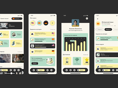 Mobile App for Learning Languages app dashboard design figma language learning mobile ui ux