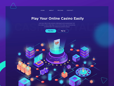 Online Casino - Landing Page blackjack card casino gradient header illustrations isometric landing page roulette ui