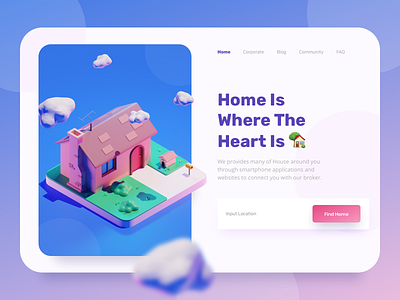 Home Landing Page Header 3d character design flat gradient home illustrations isometric landing page ui website design